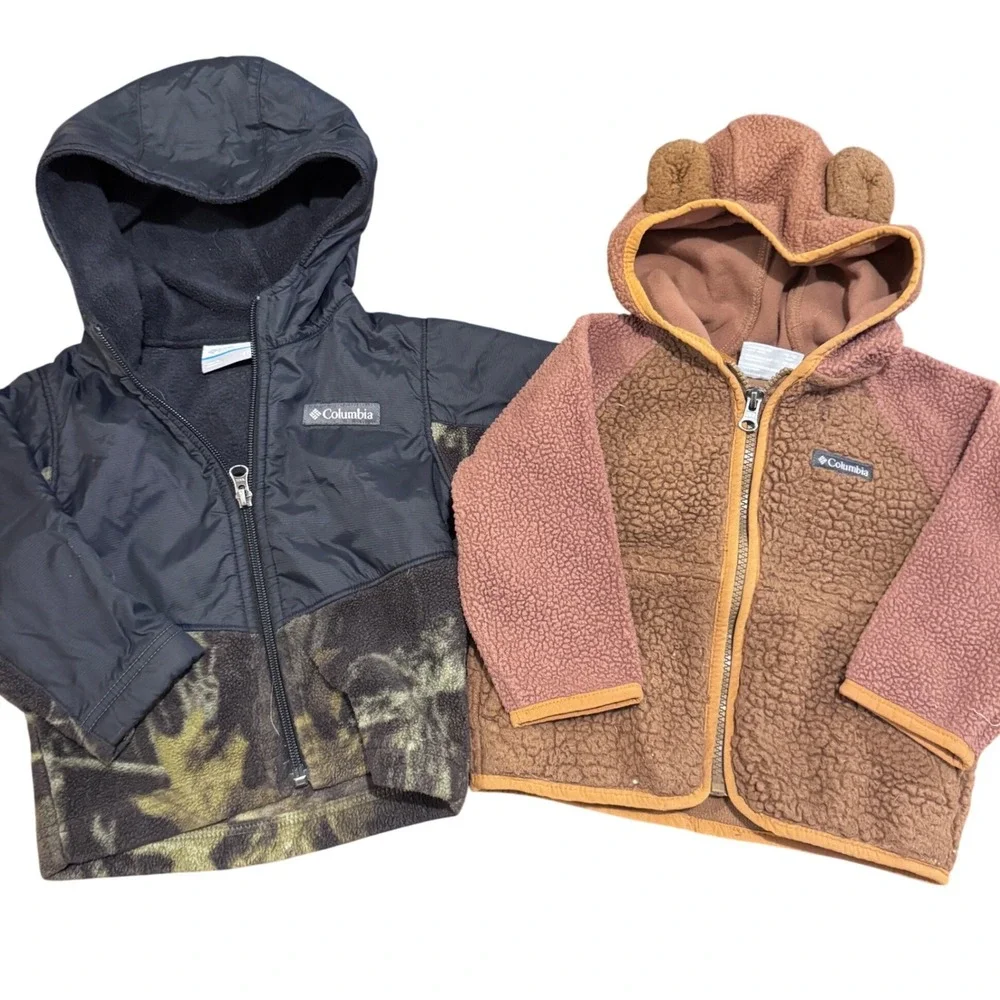 Boys Columbia Toddler Sherpa Fleece Outdoor Hoodies Bear & Camo 2T‎ & 18 Mo.